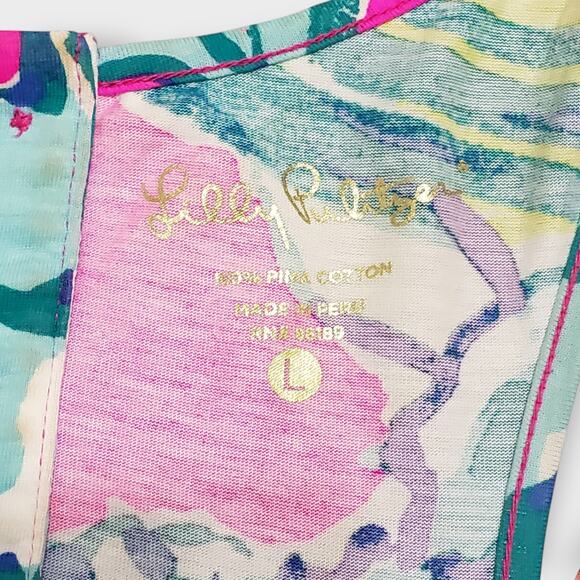 Lilly Pulitzer Melle Trapeze Tank Dress Sz Large Magneta Hottie Colorful Floral - Picture 7 of 11